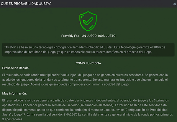 Juego justo aviator