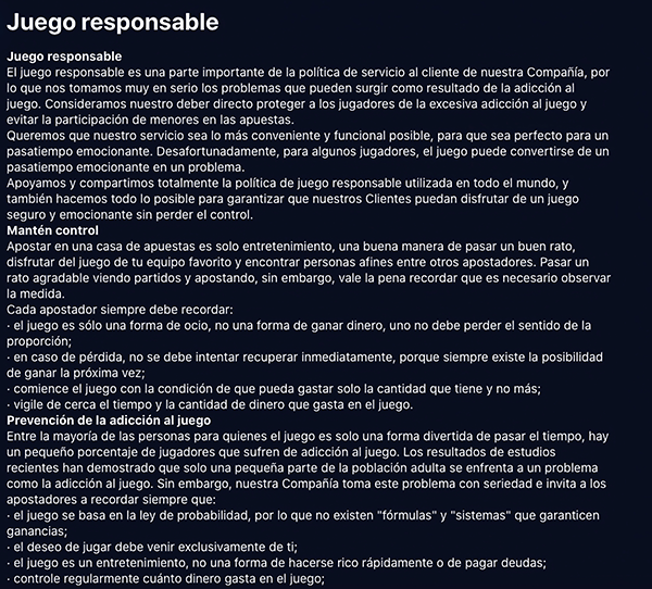 Juego responsable